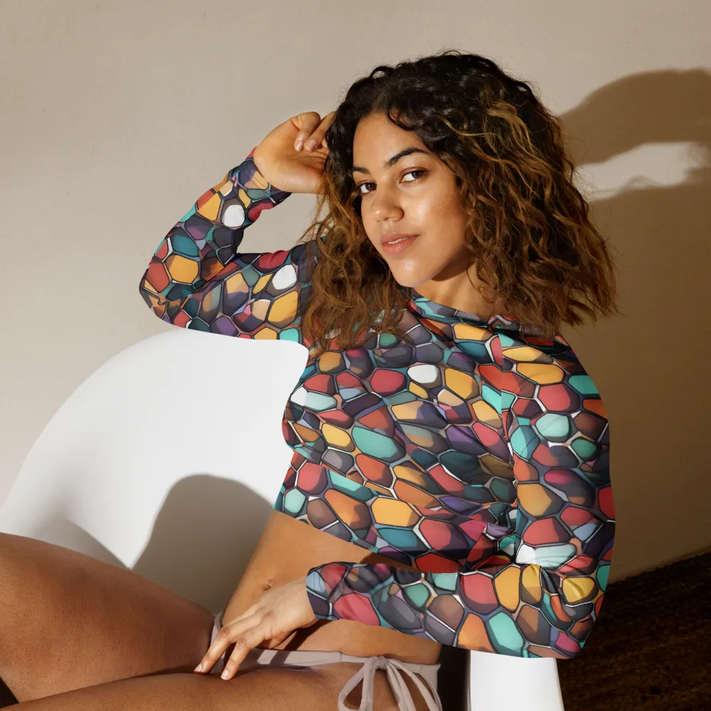 Prism Pebble on Long Sleeve Crop Top — Left Front