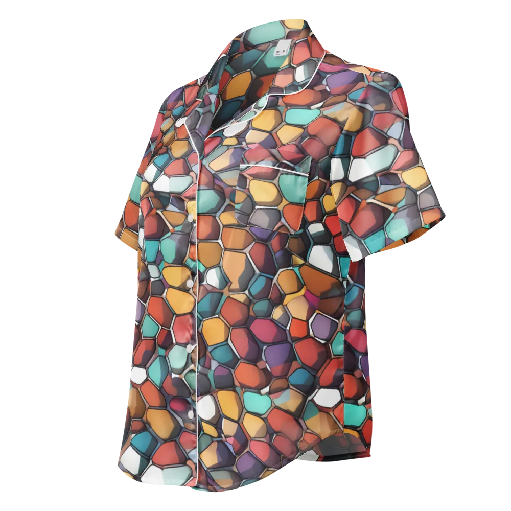 Prism Pebble on Women's Short Sleeve Pajama Top — Left Front