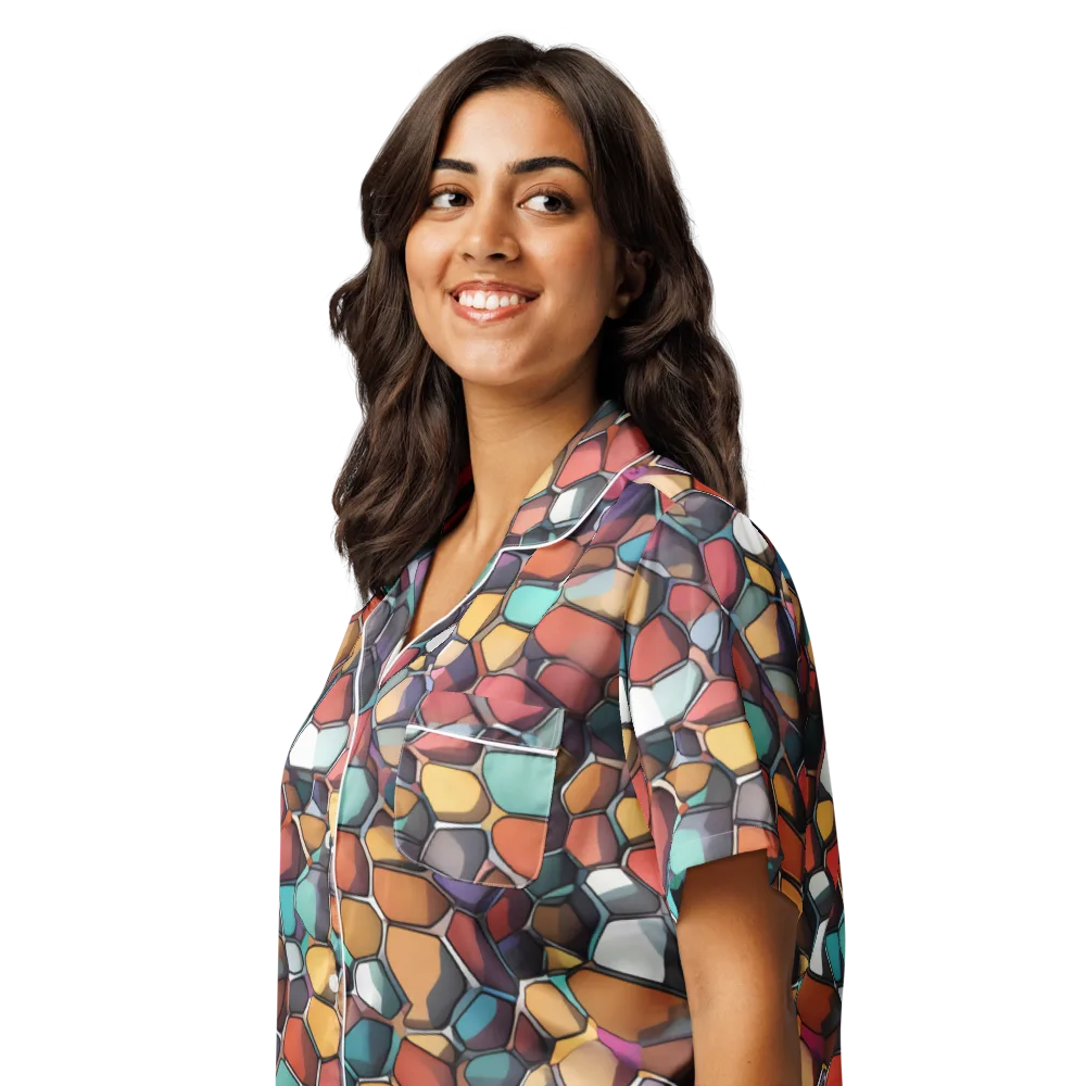 Prism Pebble on Women's Short Sleeve Pajama Top — Left Front