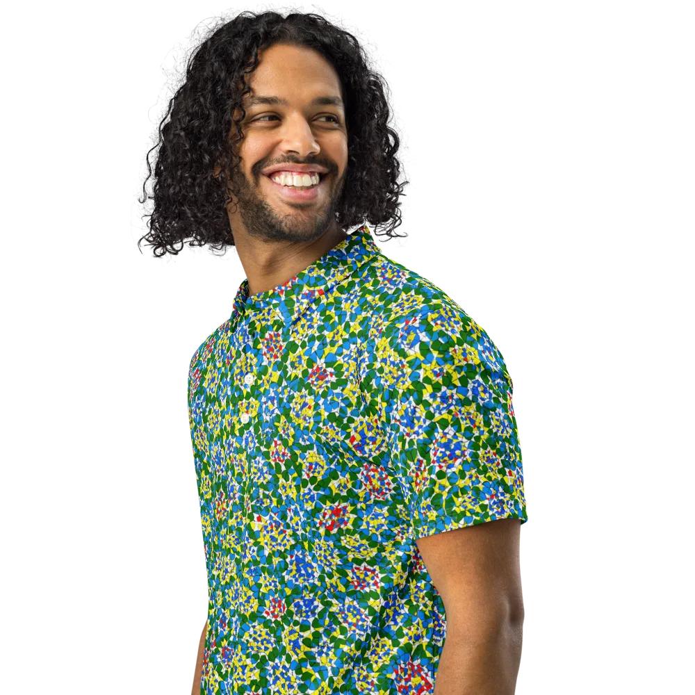 Chromatic Pebble Garden on Men's Slim Fit Polo Shirt — Left Front