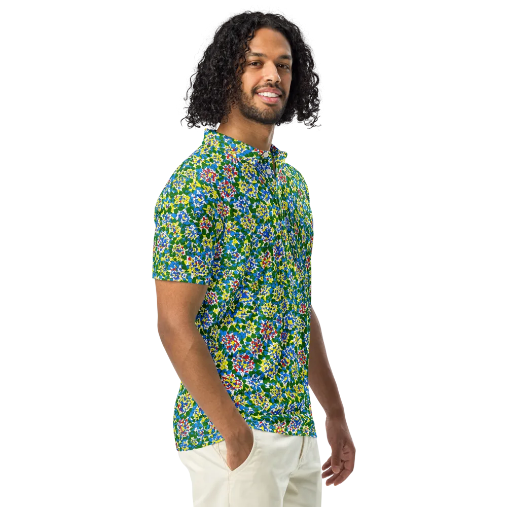 Chromatic Pebble Garden on Men's Slim Fit Polo Shirt — Right Front