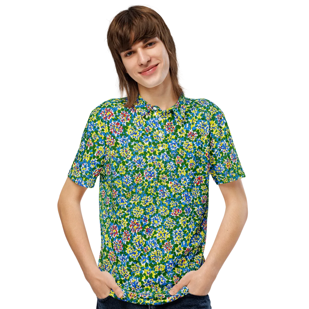 Chromatic Pebble Garden on Men's Slim Fit Polo Shirt — Front
