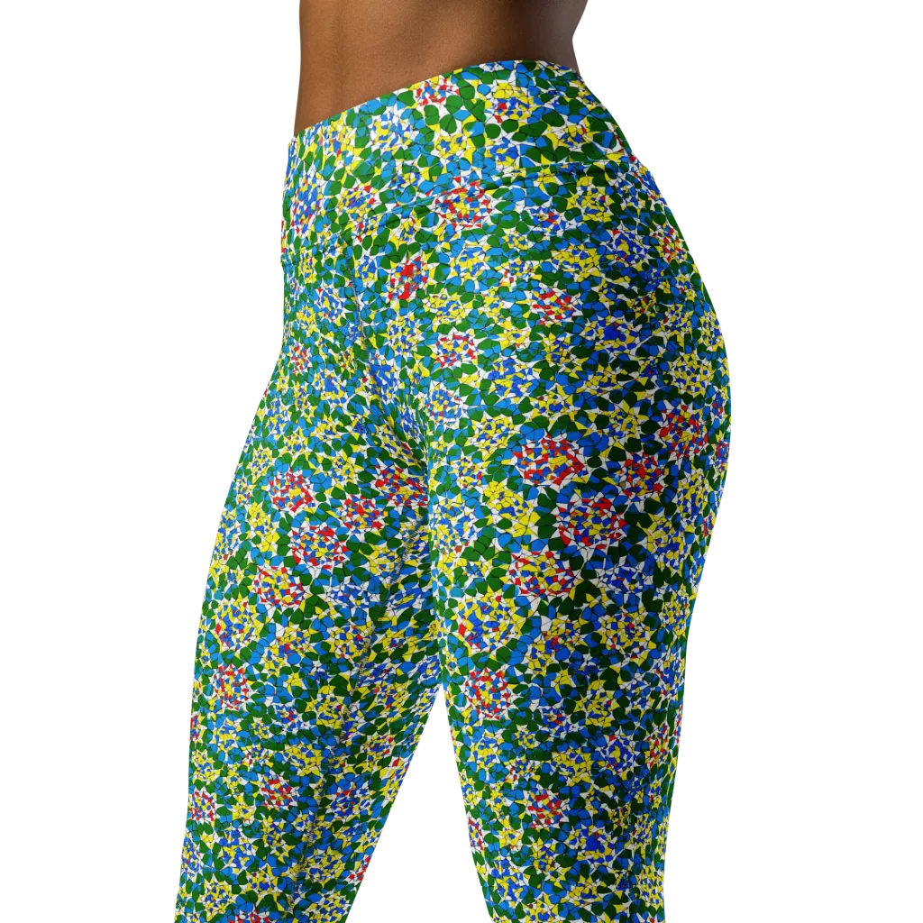 Chromatic Pebble Garden on Yoga Leggings — Left Front