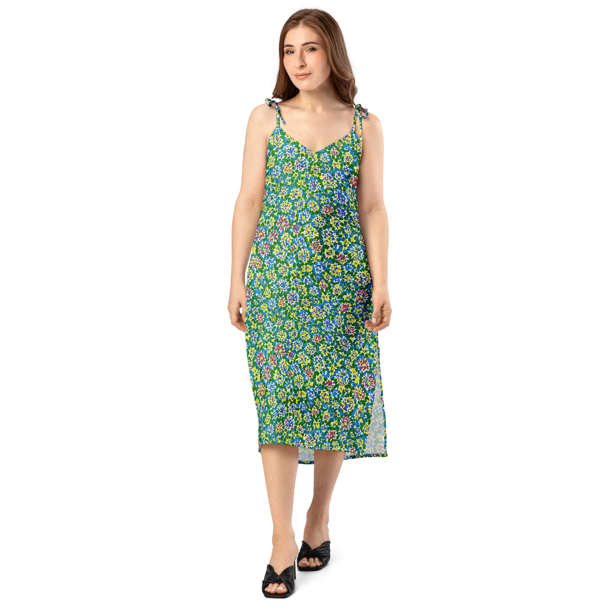 Chromatic Pebble Garden on Slip Dress — Front