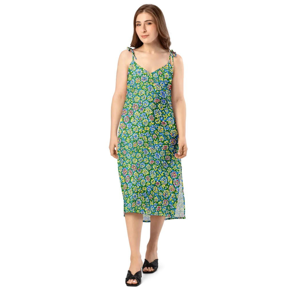 Chromatic Pebble Garden on Slip Dress — Front