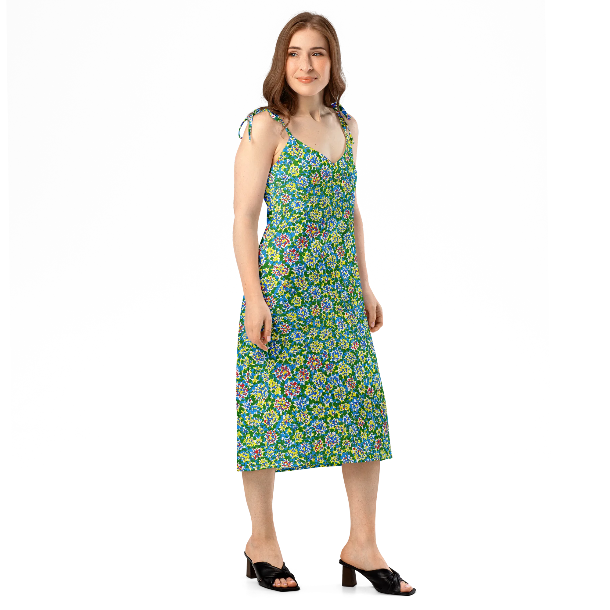Chromatic Pebble Garden on Slip Dress — Right Front