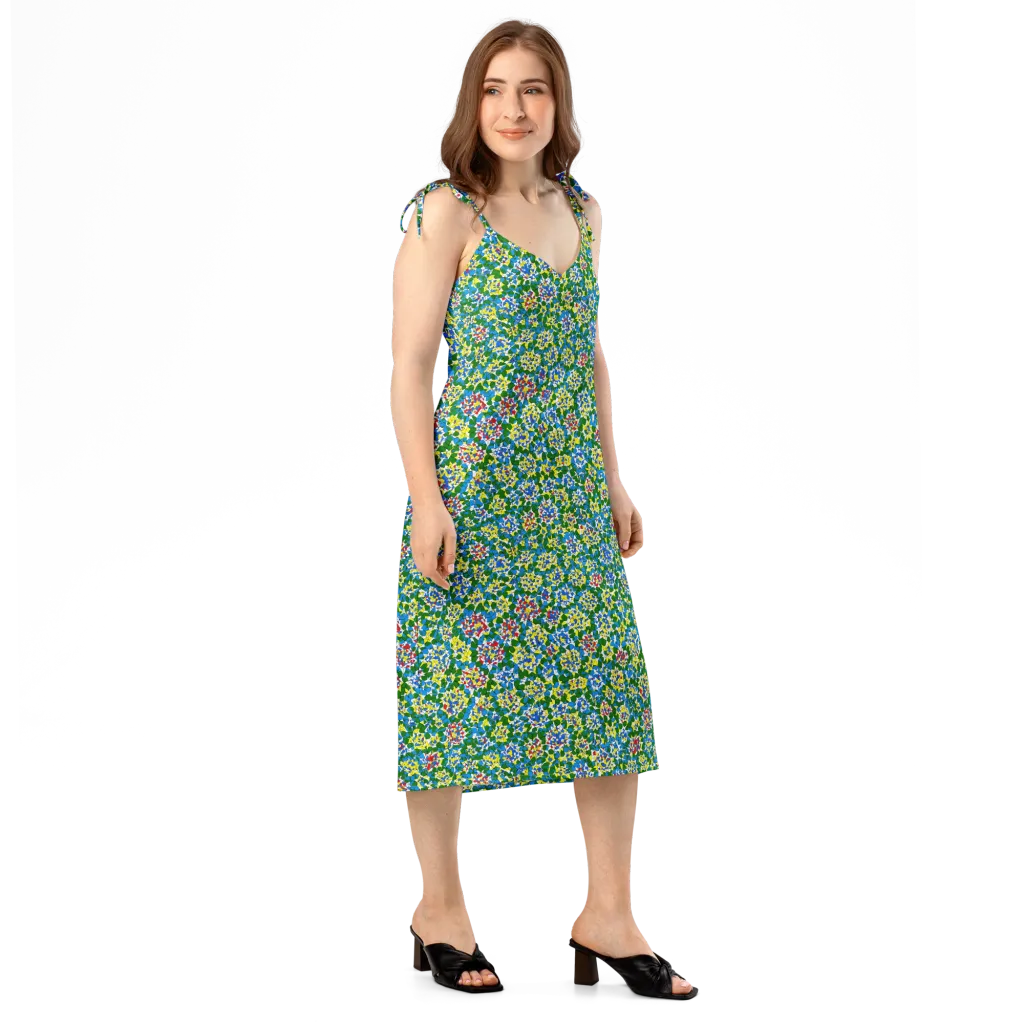 Chromatic Pebble Garden on Slip Dress — Right Front