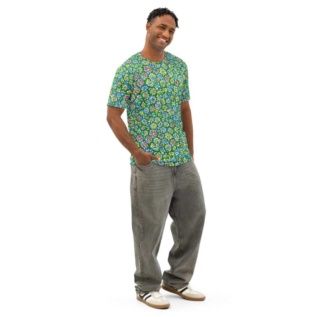 Chromatic Pebble Garden on Men's Cotton Crew Neck T-Shirt — Right Front