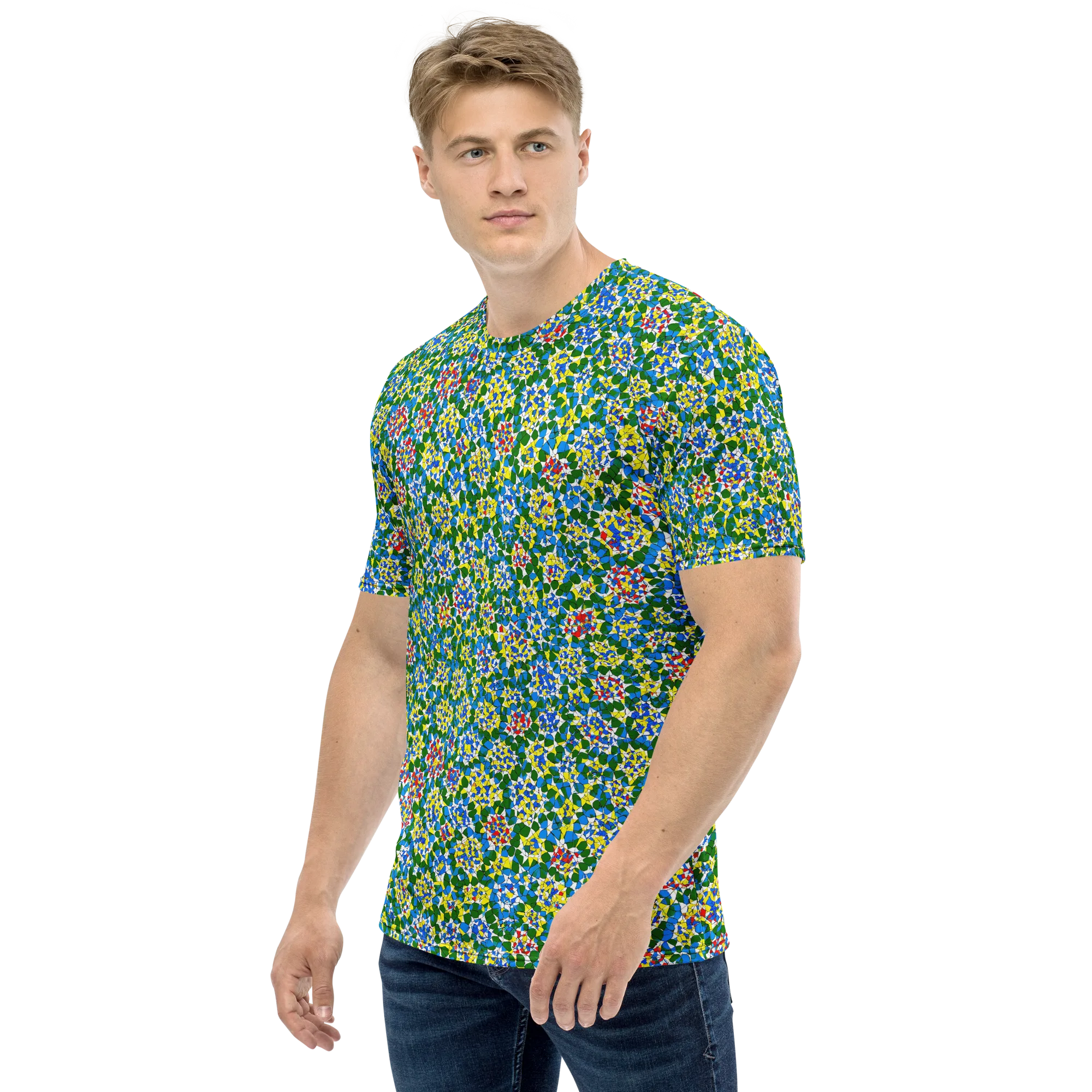 Chromatic Pebble Garden on Men's Crew Neck T-Shirt — Left