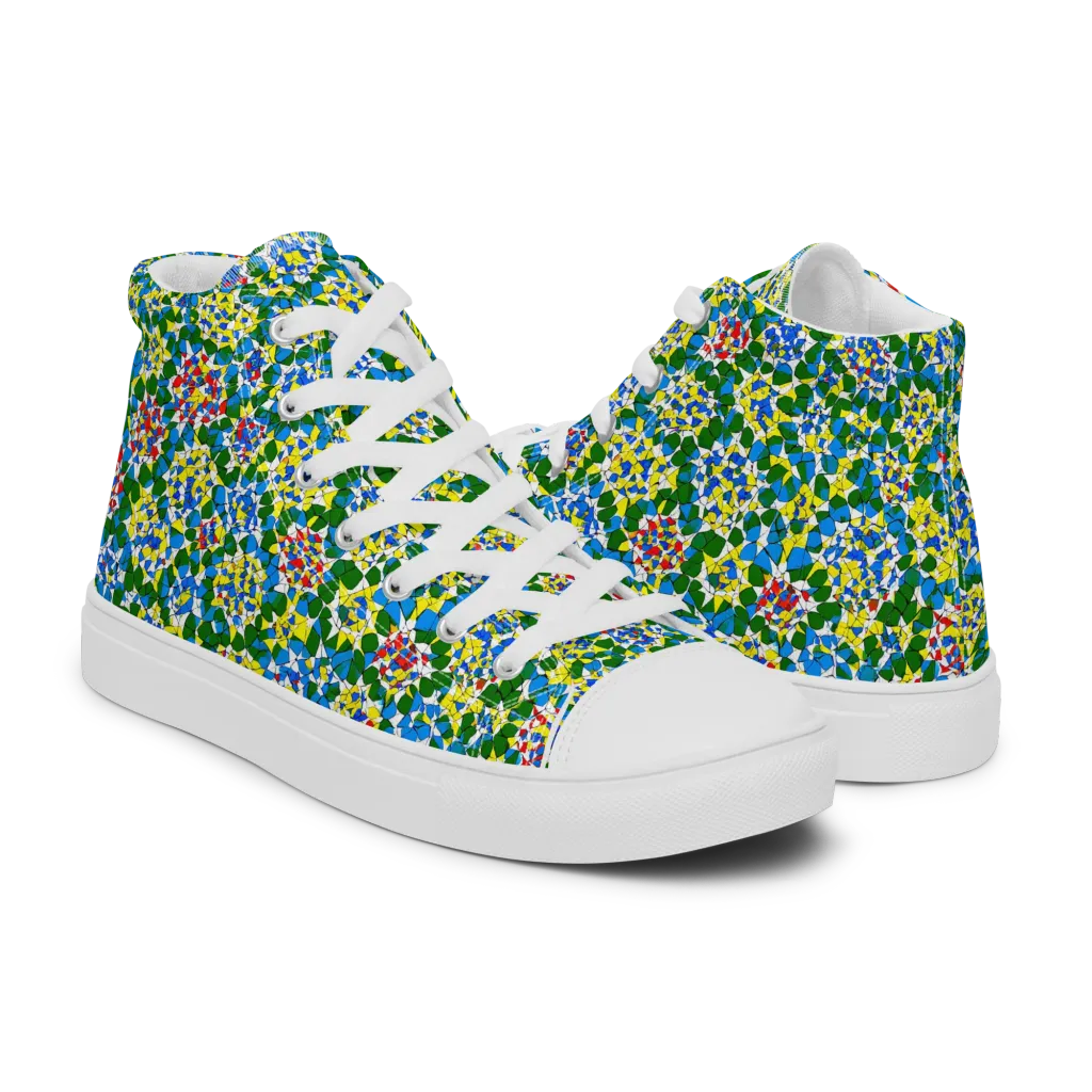 Chromatic Pebble Garden on Men's High Top Canvas Shoes — Right