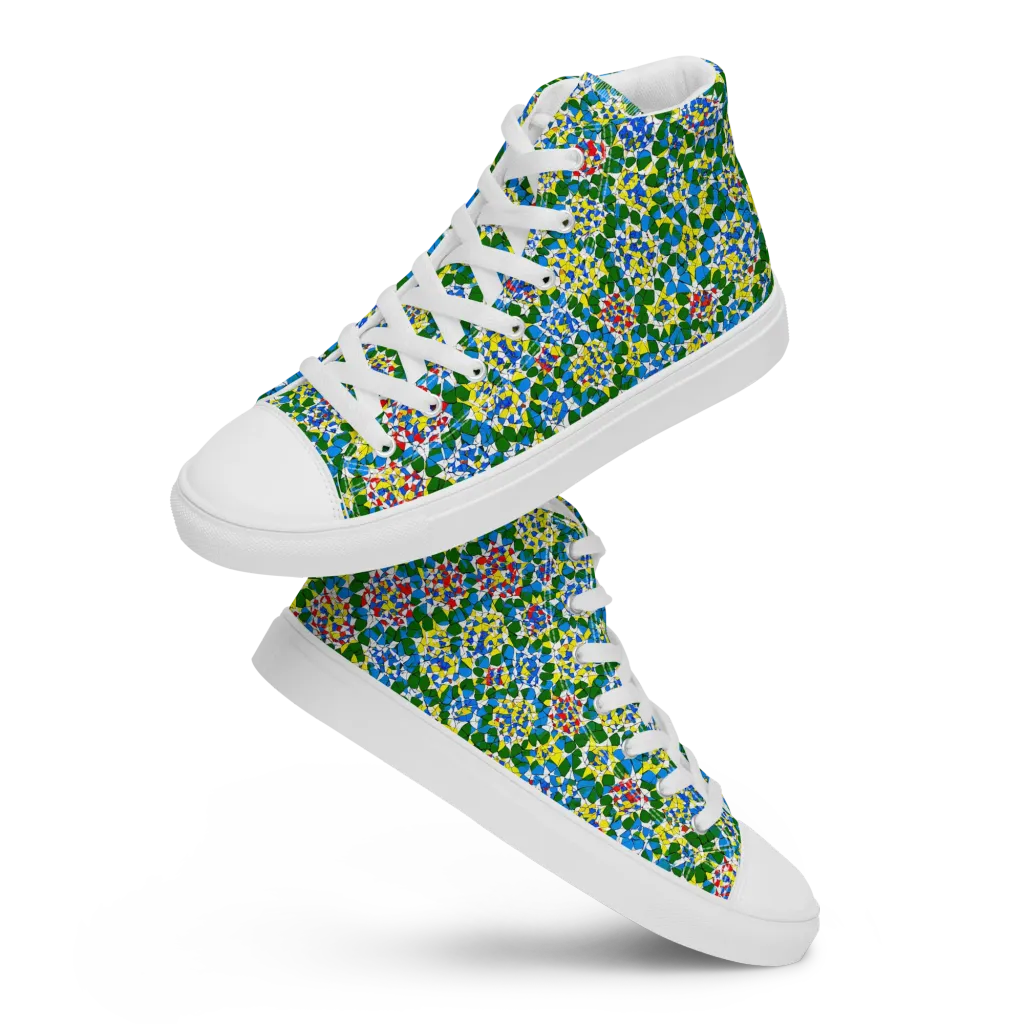 Chromatic Pebble Garden on Men's High Top Canvas Shoes — Front