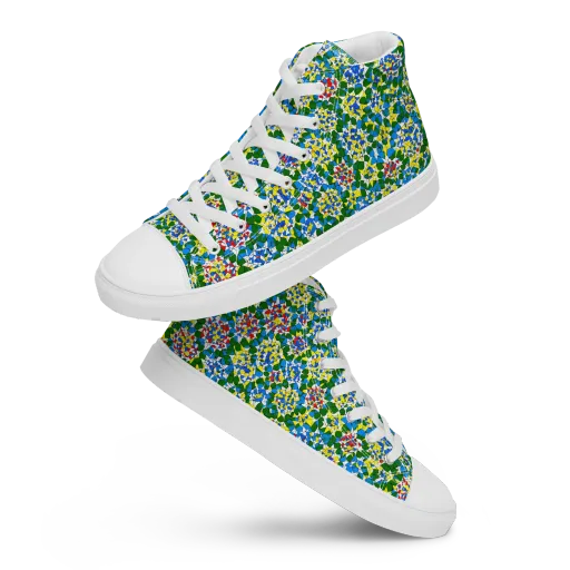Chromatic Pebble Garden on a Men's High Top Canvas Shoes