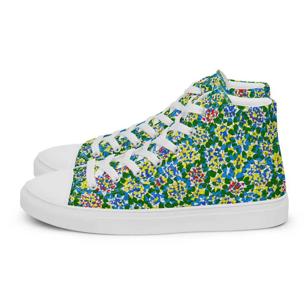Chromatic Pebble Garden on Women's High Top Canvas Shoes — Left