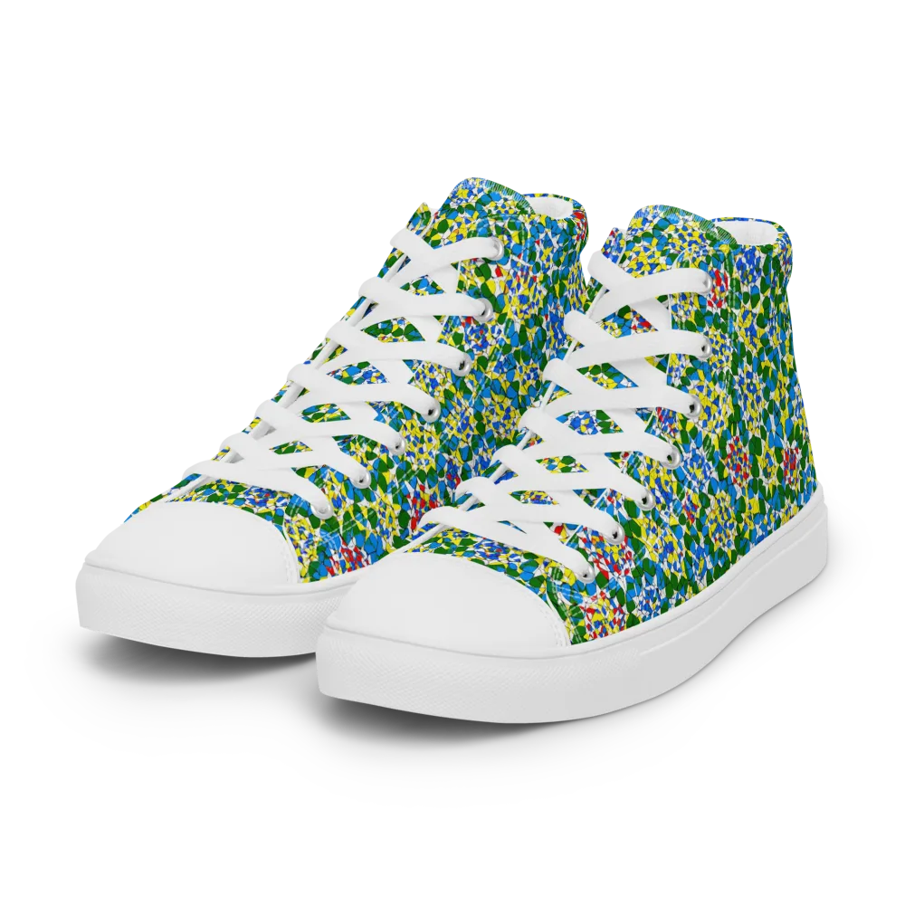 Chromatic Pebble Garden on Women's High Top Canvas Shoes — Left Front