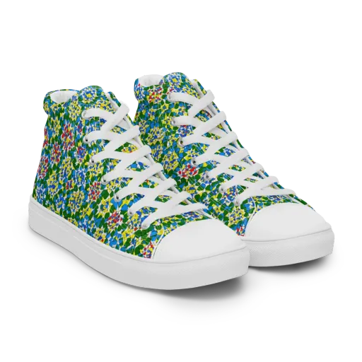 Chromatic Pebble Garden on a Women's High Top Canvas Shoes