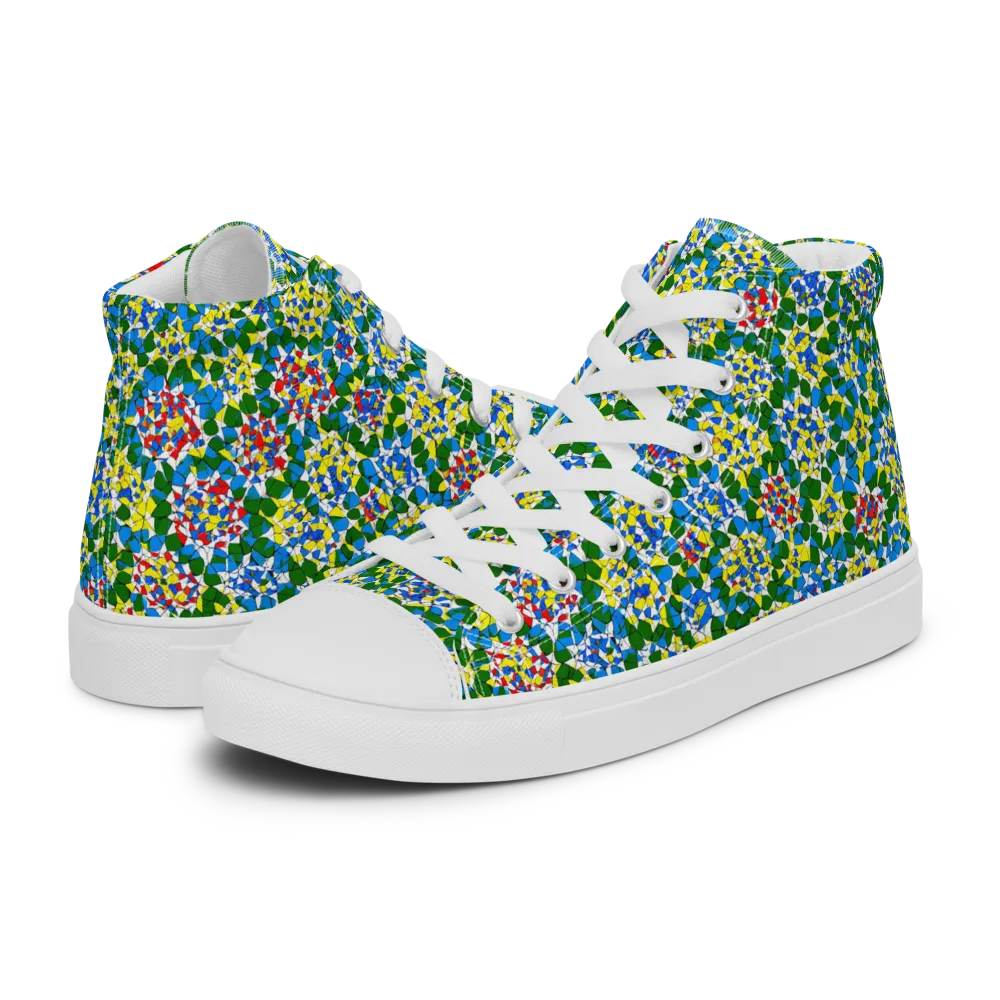 Chromatic Pebble Garden on Women's High Top Canvas Shoes — Left