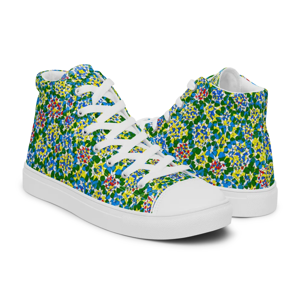 Chromatic Pebble Garden on Women's High Top Canvas Shoes — Right