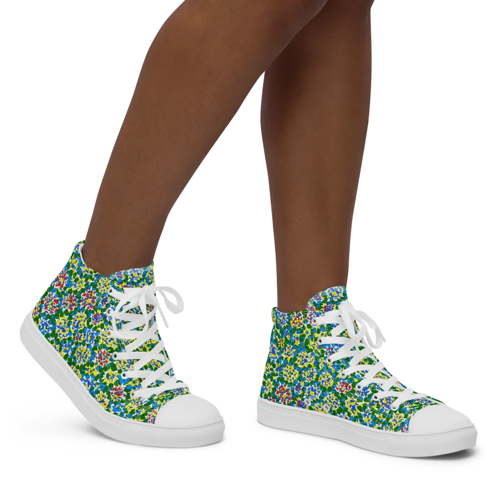 Chromatic Pebble Garden on Women's High Top Canvas Shoes — Right