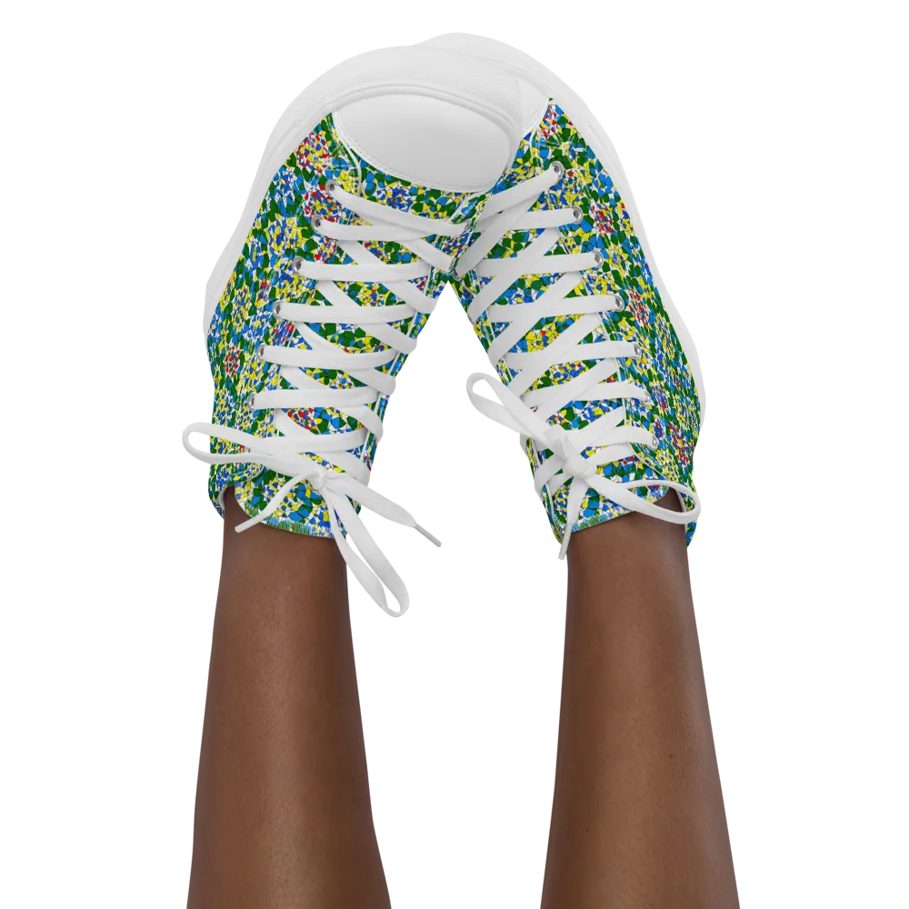 Chromatic Pebble Garden on Women's High Top Canvas Shoes — Front
