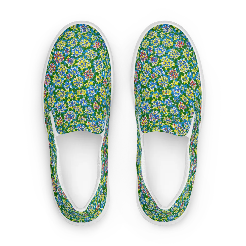 Chromatic Pebble Garden on Men's Slip-On Canvas Shoes — Front