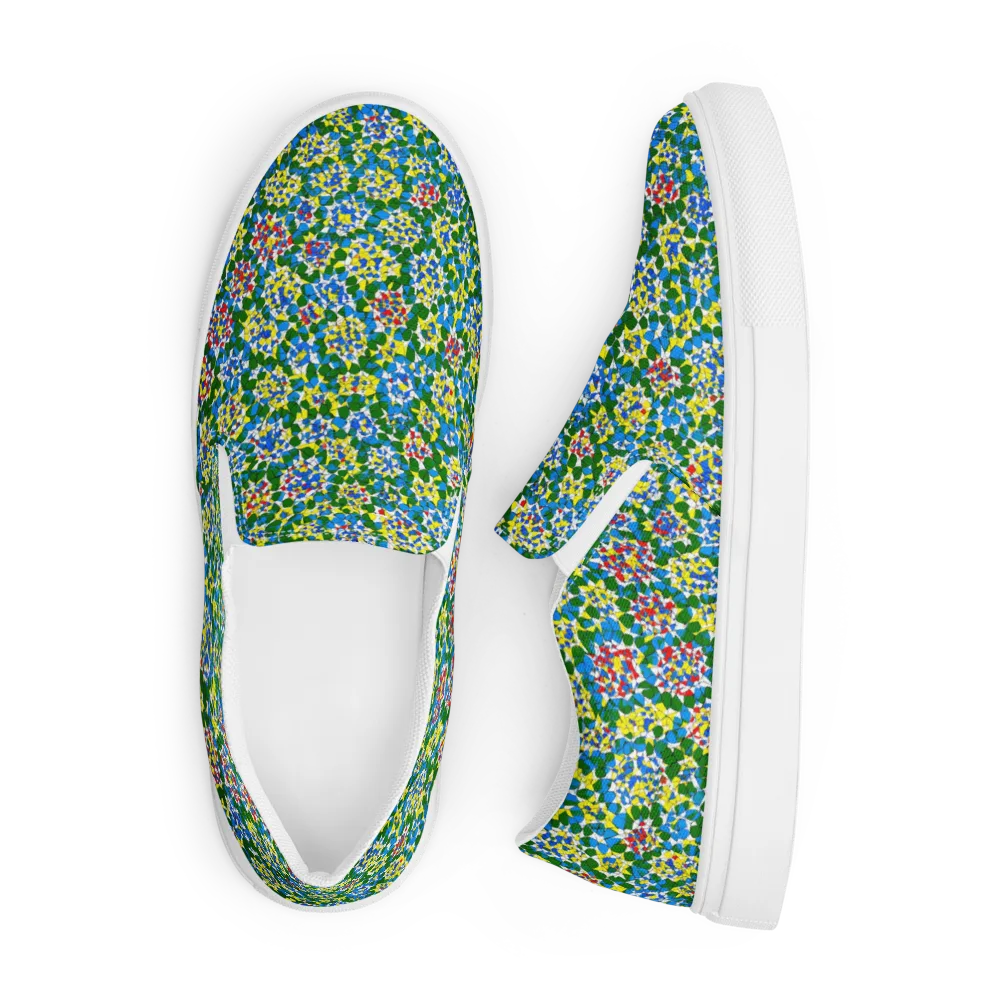 Chromatic Pebble Garden on Men's Slip-On Canvas Shoes — Front