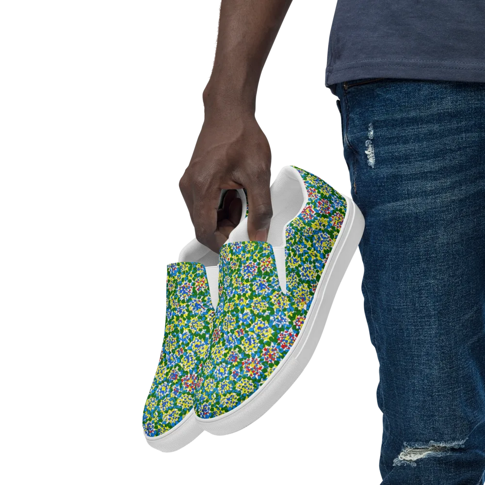 Chromatic Pebble Garden on Men's Slip-On Canvas Shoes — Left Front