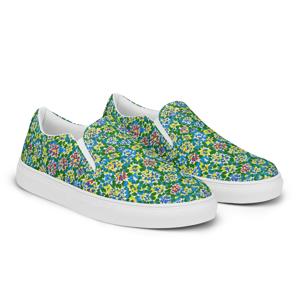 Chromatic Pebble Garden on Women's Slip-On Canvas Shoes — Right Front
