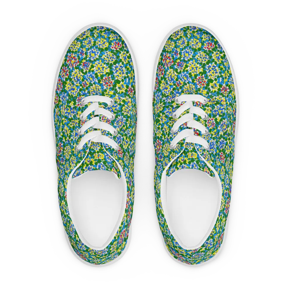 Chromatic Pebble Garden on Men's Lace-Up Canvas Shoes — Front
