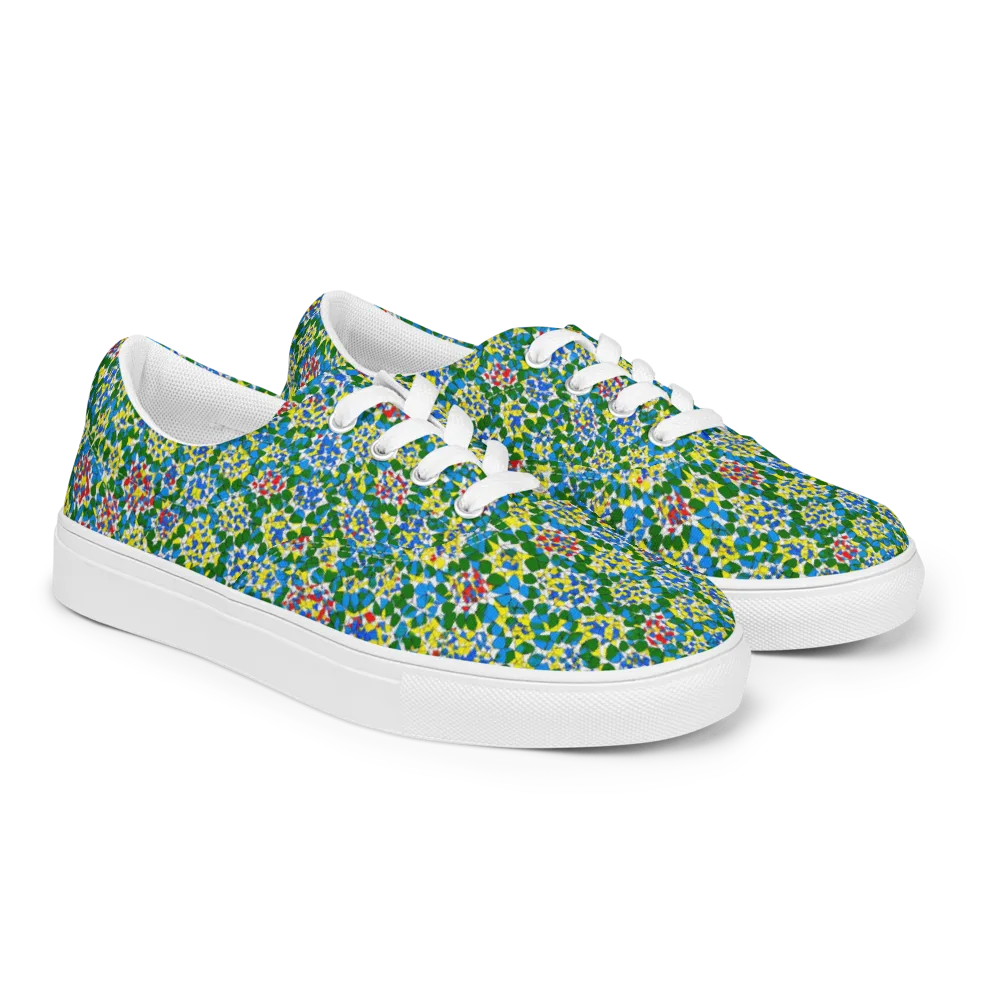 Chromatic Pebble Garden on Men's Lace-Up Canvas Shoes — Right Front