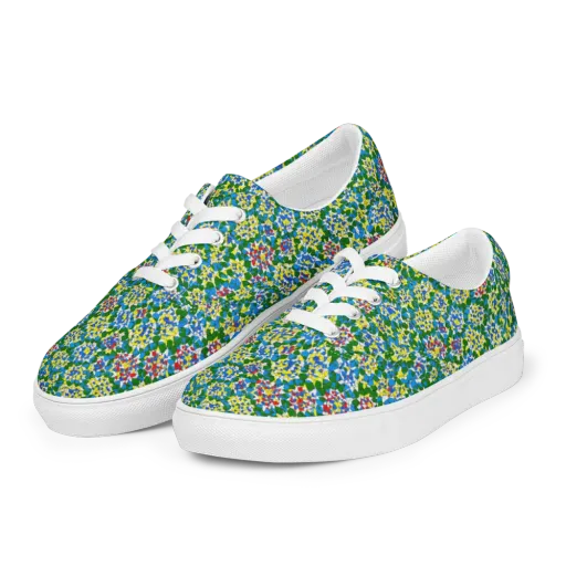 Chromatic Pebble Garden on a Men's Lace-Up Canvas Shoes