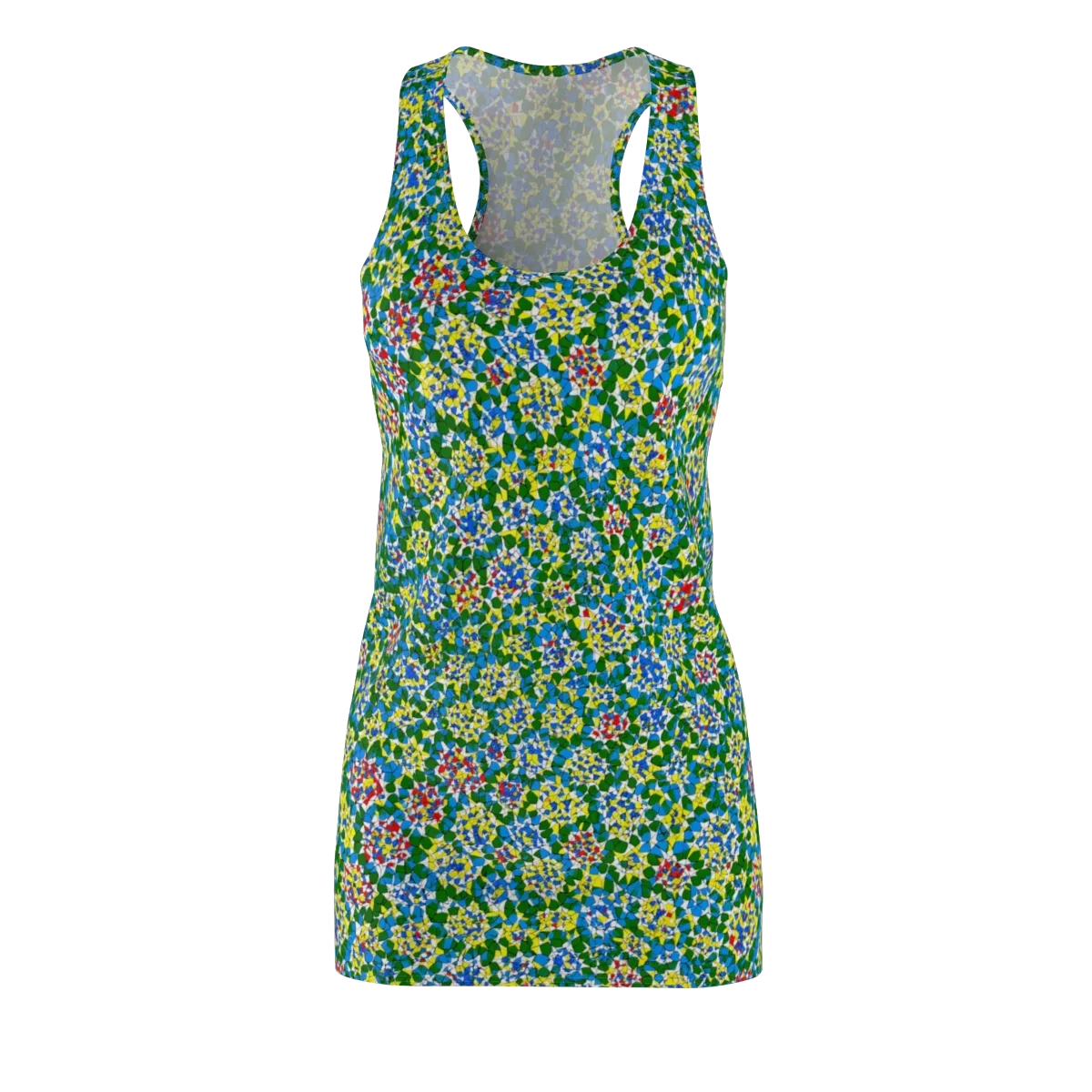 Chromatic Pebble Garden on Racerback Dress — Front