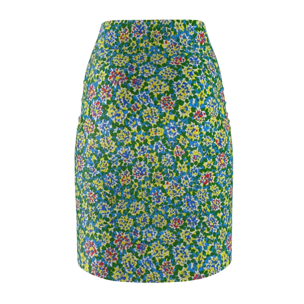 Chromatic Pebble Garden on Pencil Skirt — Back