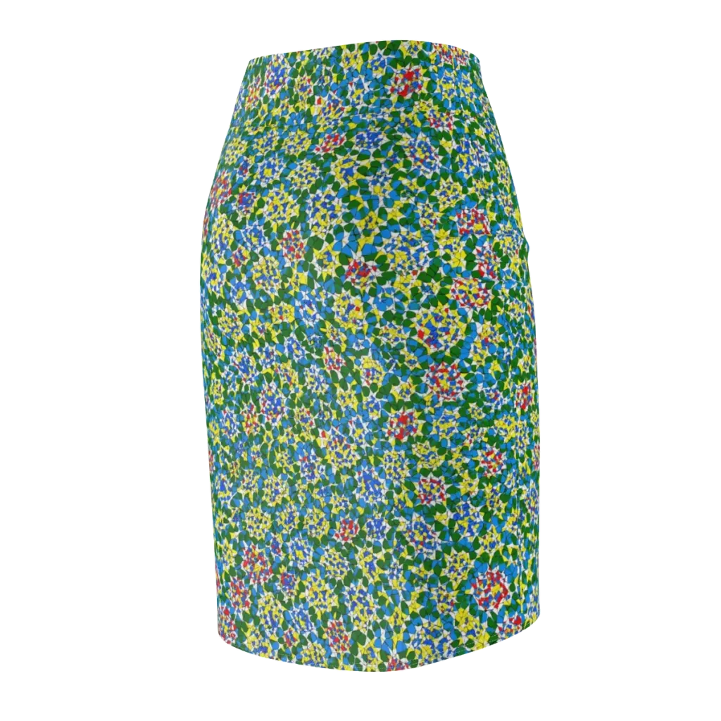 Chromatic Pebble Garden on Pencil Skirt — Back Side