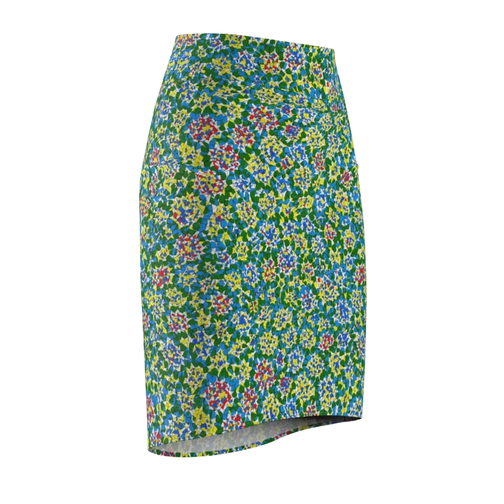 Chromatic Pebble Garden on Pencil Skirt — Front Side