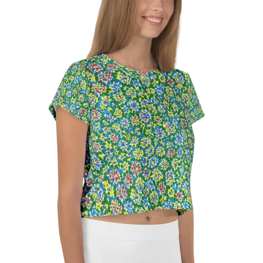 Chromatic Pebble Garden on a Crop Tee