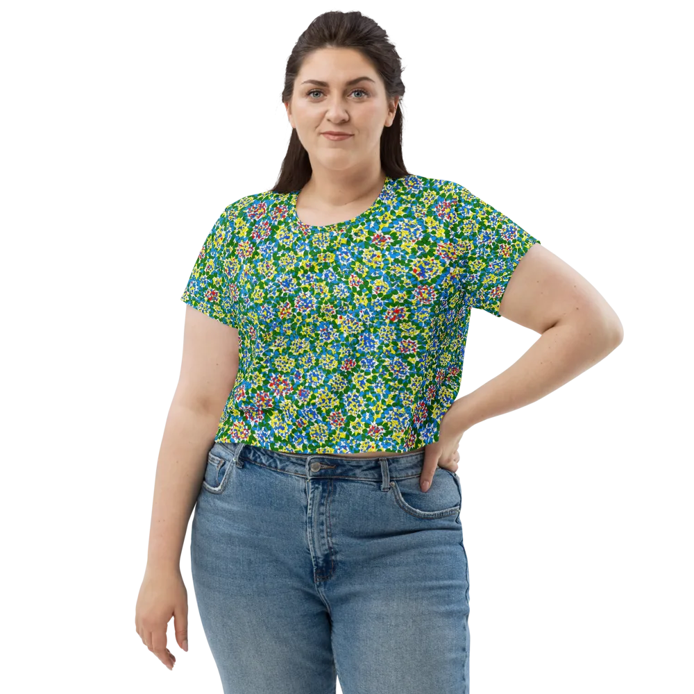 Chromatic Pebble Garden on Crop Tee — Front