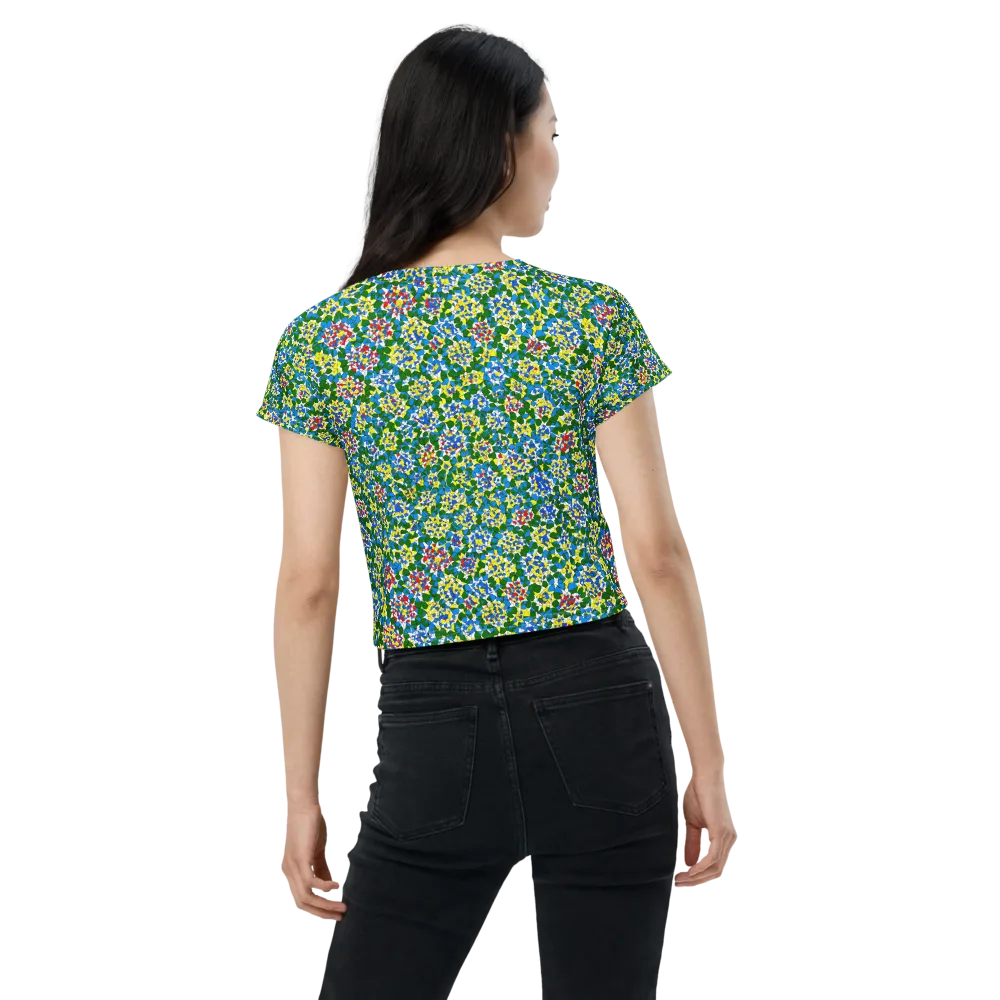 Chromatic Pebble Garden on Crop Tee — Back