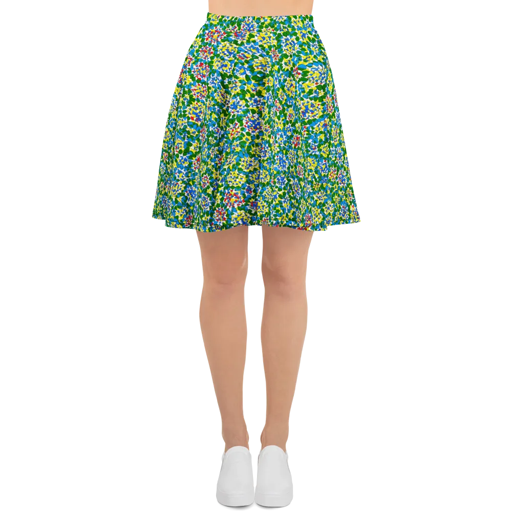 Chromatic Pebble Garden on Skater Skirt — Front