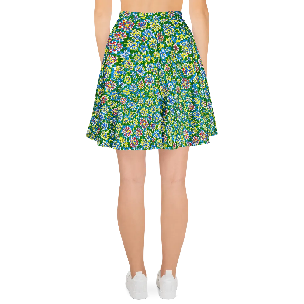 Chromatic Pebble Garden on Skater Skirt — Back
