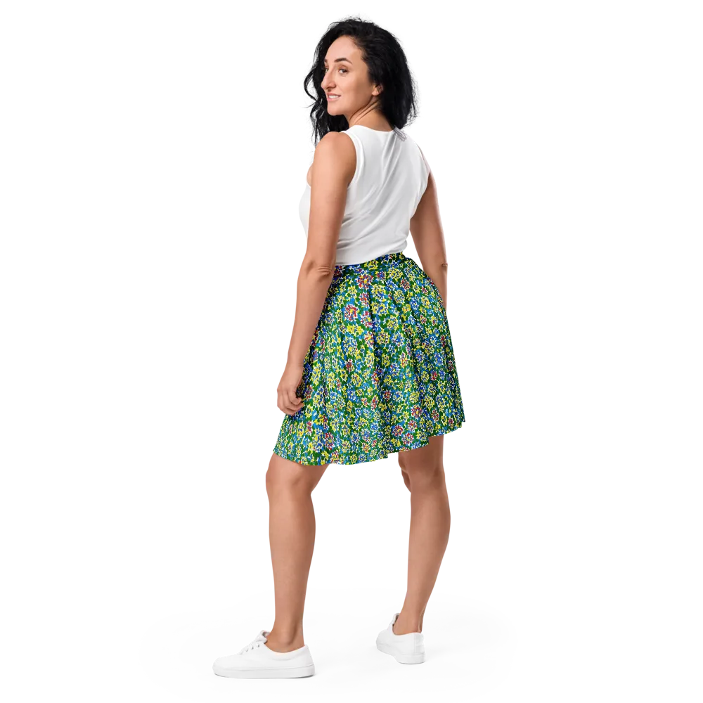 Chromatic Pebble Garden on Skater Skirt — Back
