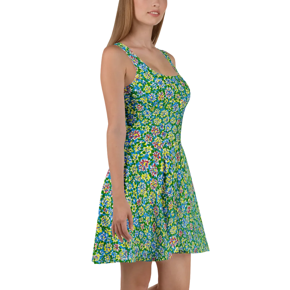 Chromatic Pebble Garden on Skater Dress — Right