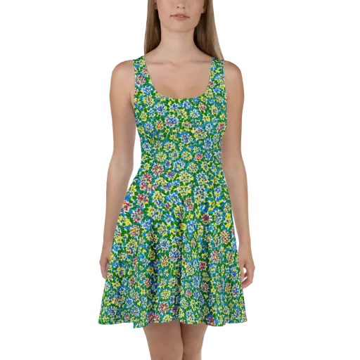 Chromatic Pebble Garden on a Skater Dress