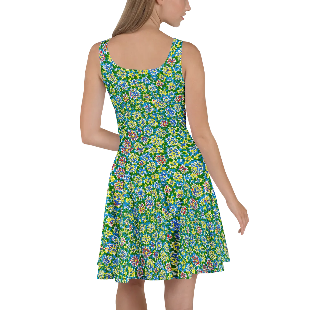 Chromatic Pebble Garden on Skater Dress — Back