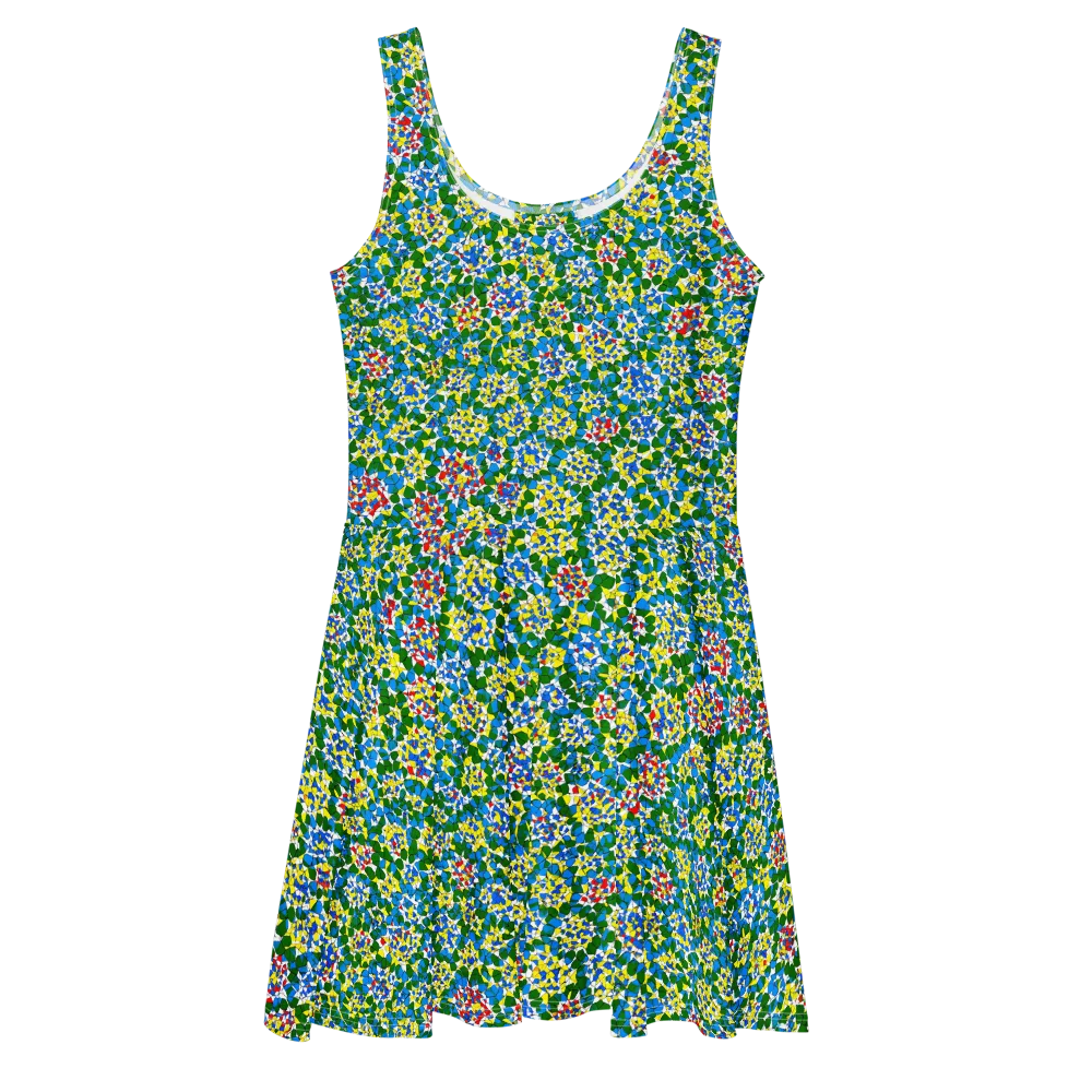 Chromatic Pebble Garden on Skater Dress — Front