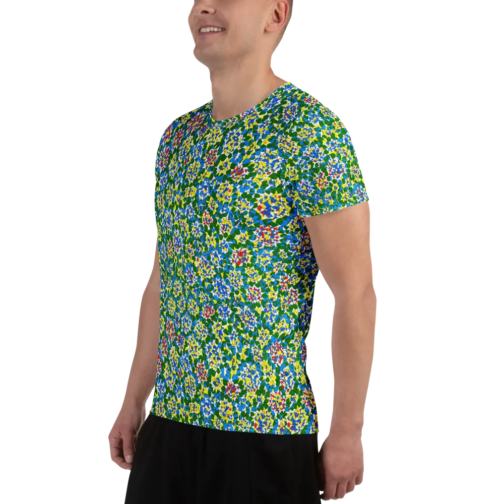 Chromatic Pebble Garden on Men's Athletic T-Shirt — Left