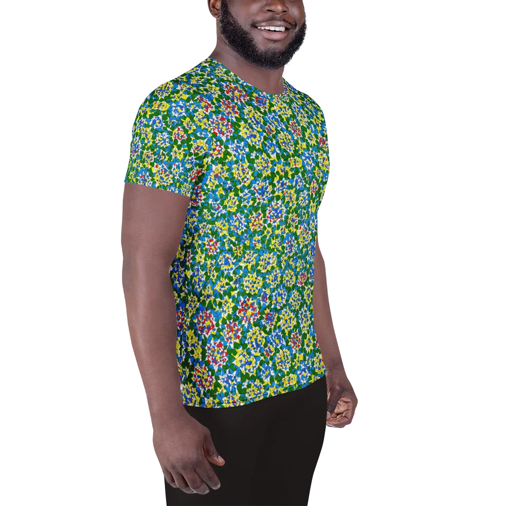 Chromatic Pebble Garden on Men's Athletic T-Shirt — Right