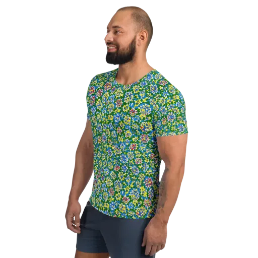 Chromatic Pebble Garden on a Men's Athletic T-Shirt