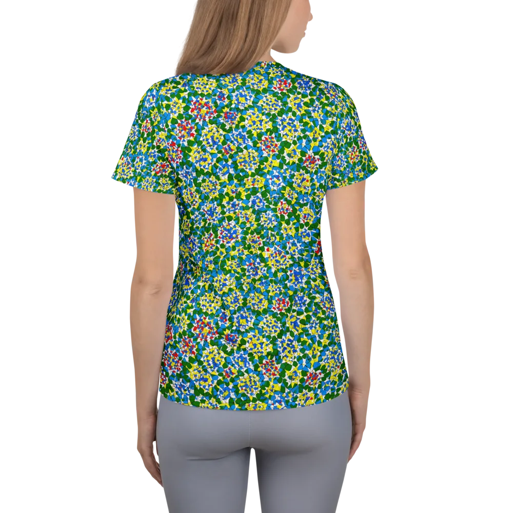 Chromatic Pebble Garden on Women's Athletic T-Shirt — Back