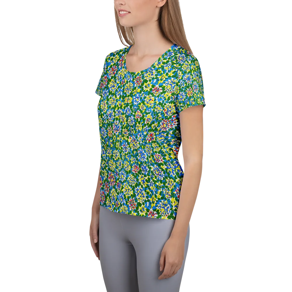 Chromatic Pebble Garden on Women's Athletic T-Shirt — Left