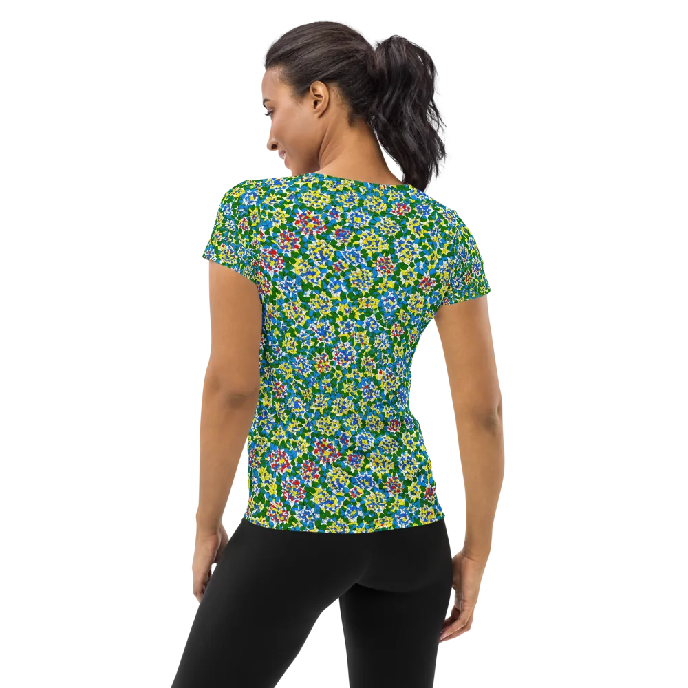 Chromatic Pebble Garden on Women's Athletic T-Shirt — Back